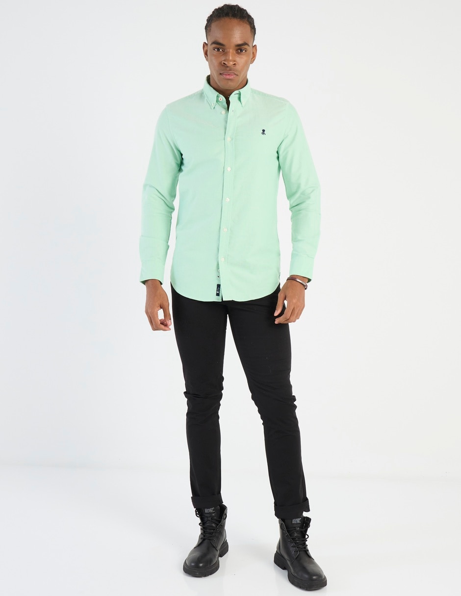 Camisa casual de algodón manga larga para hombre 6