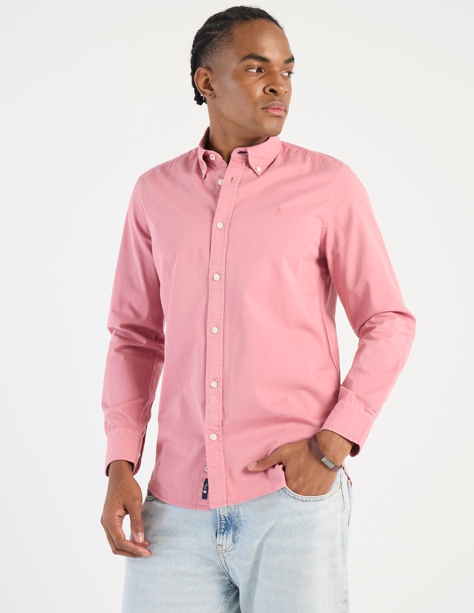 Camisa casual El Pulpo de algodón manga larga para hombre