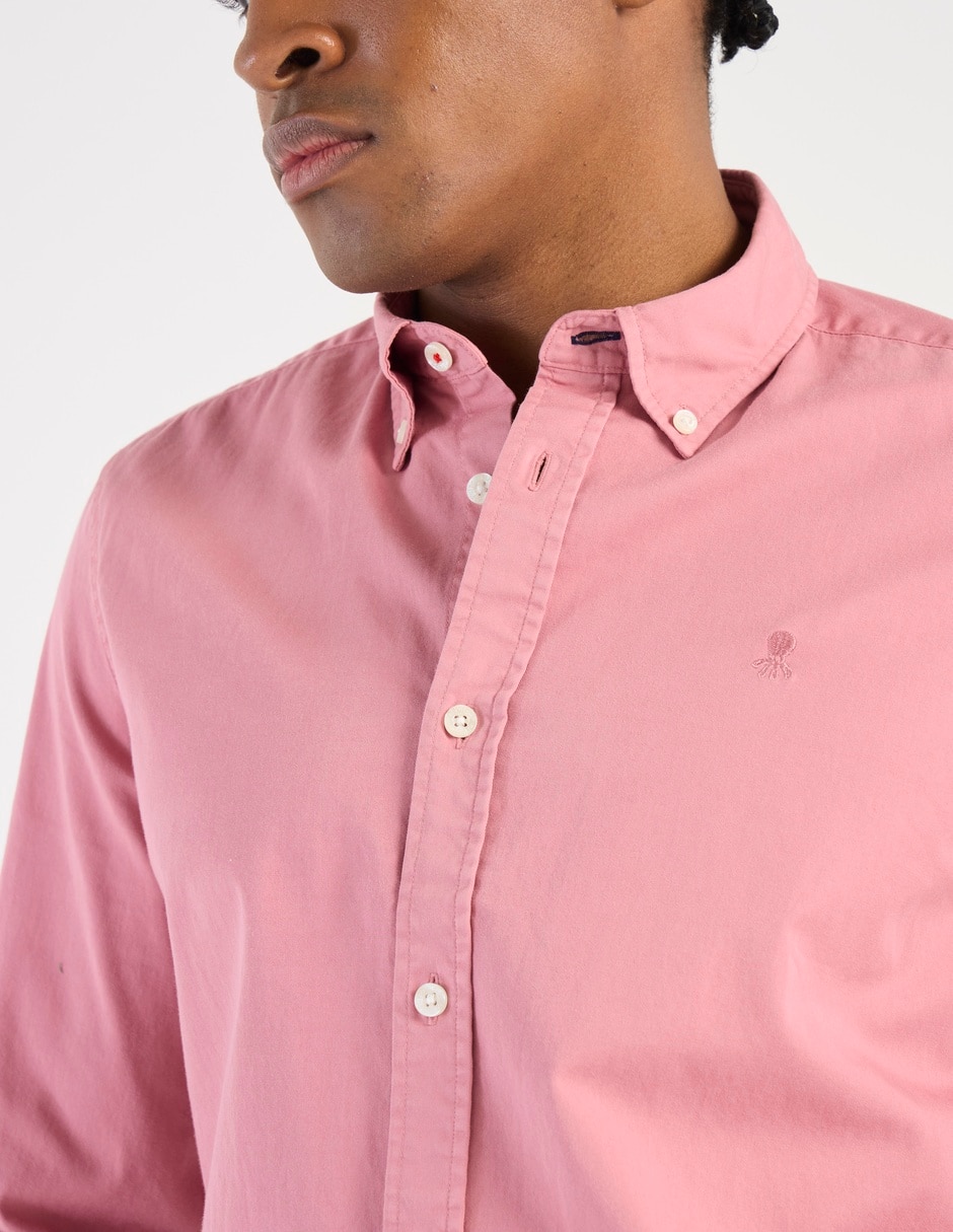 Camisa casual El Pulpo de algodón manga larga para hombre