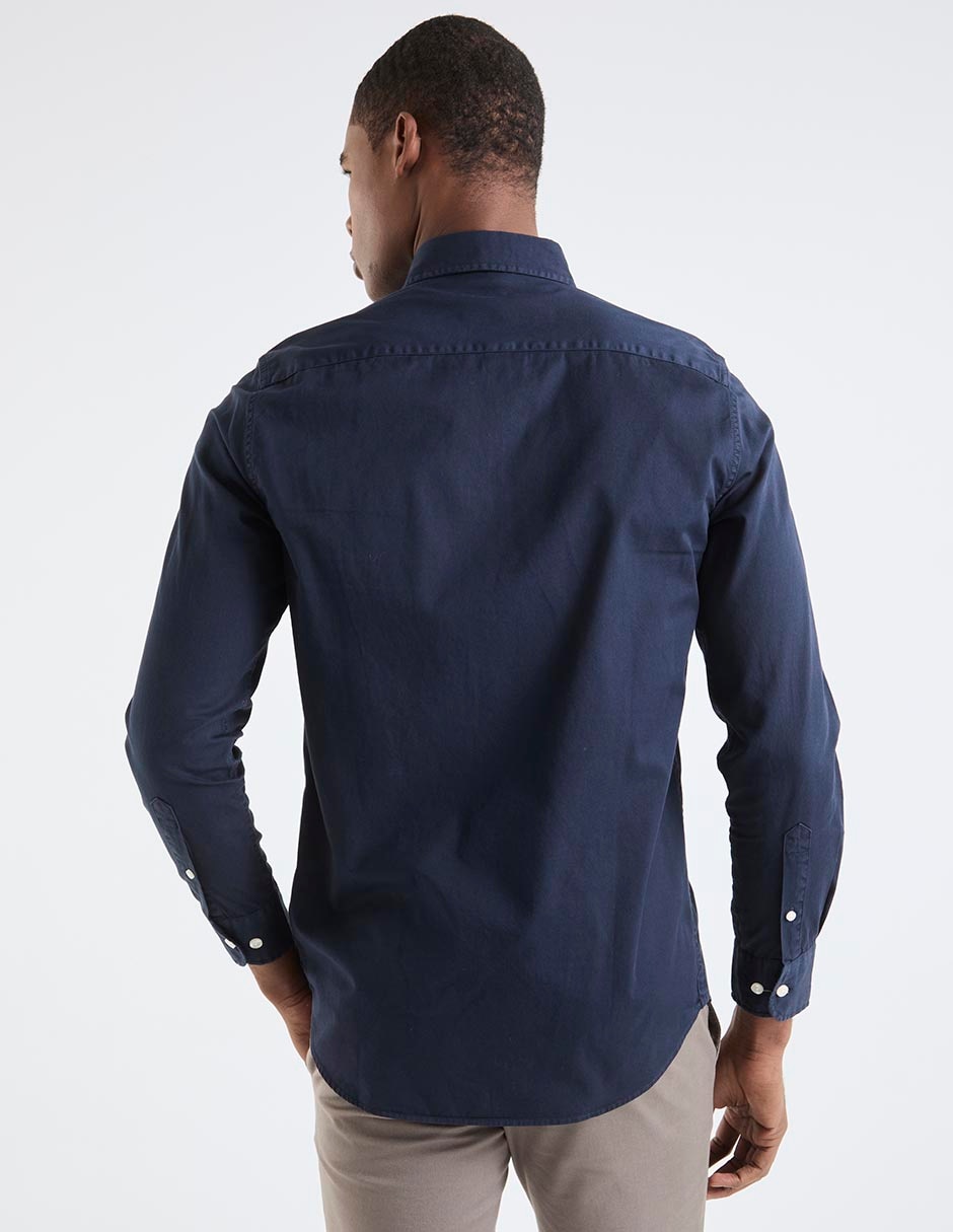 Camisa business casual manga larga para hombre 5