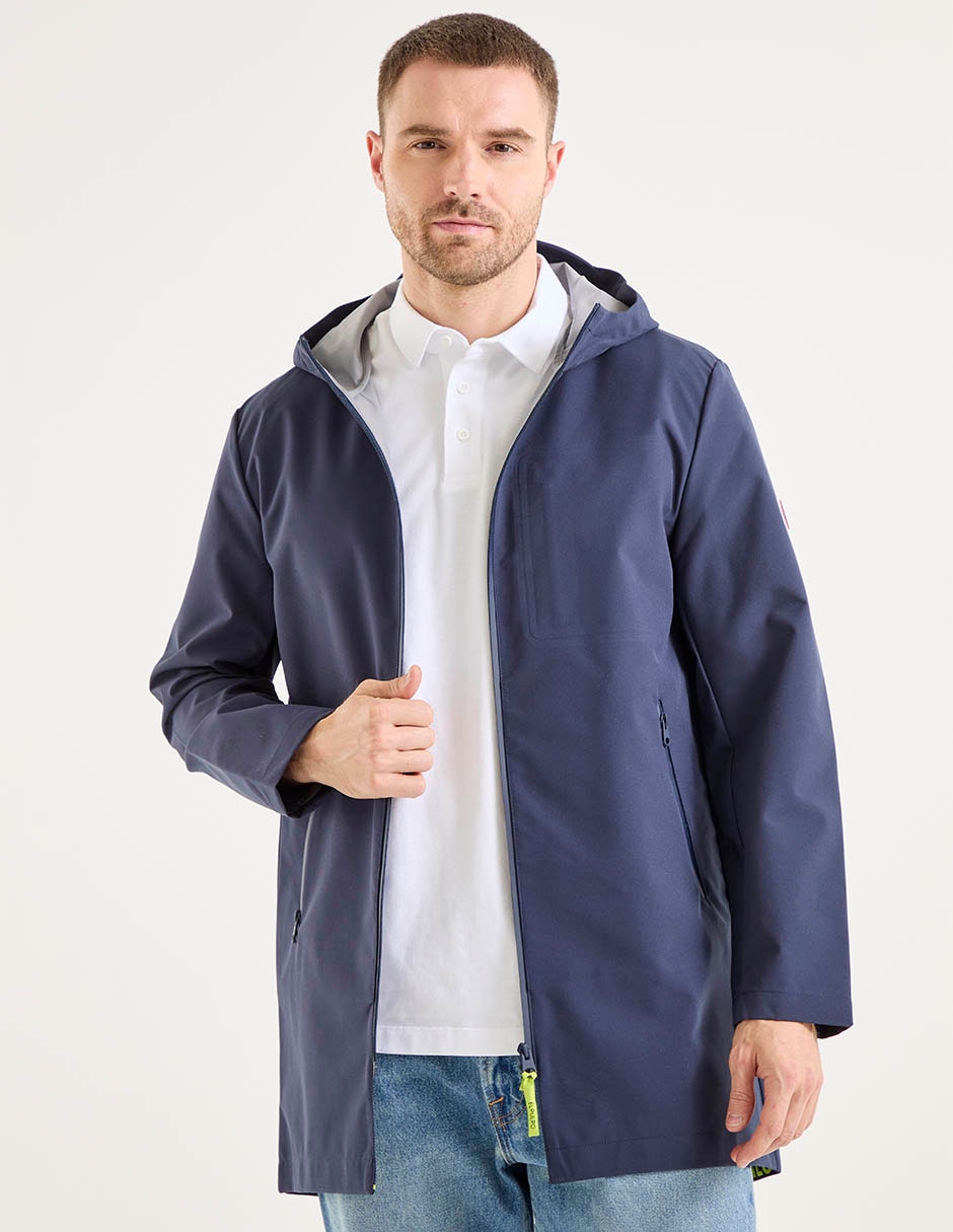 Chamarra parka impermeable capucha y bolsa para hombre