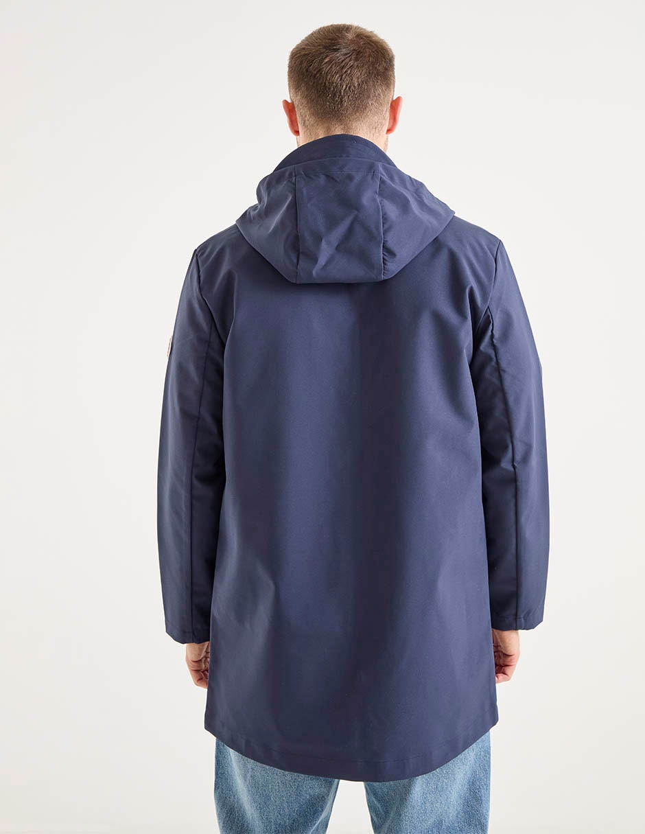 Chamarra parka El Pulpo impermeable capucha y bolsa para hombre