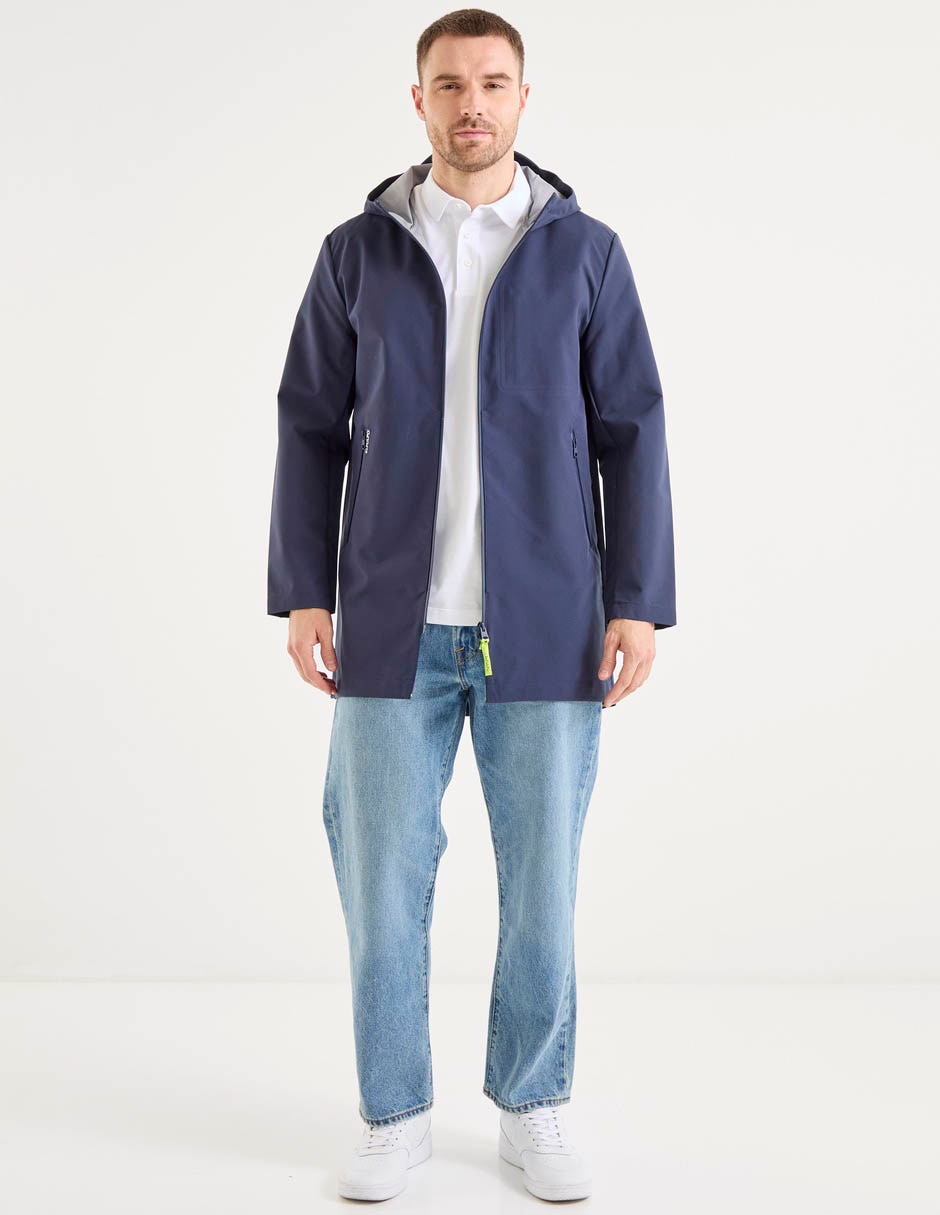 Chamarra parka El Pulpo impermeable capucha y bolsa para hombre
