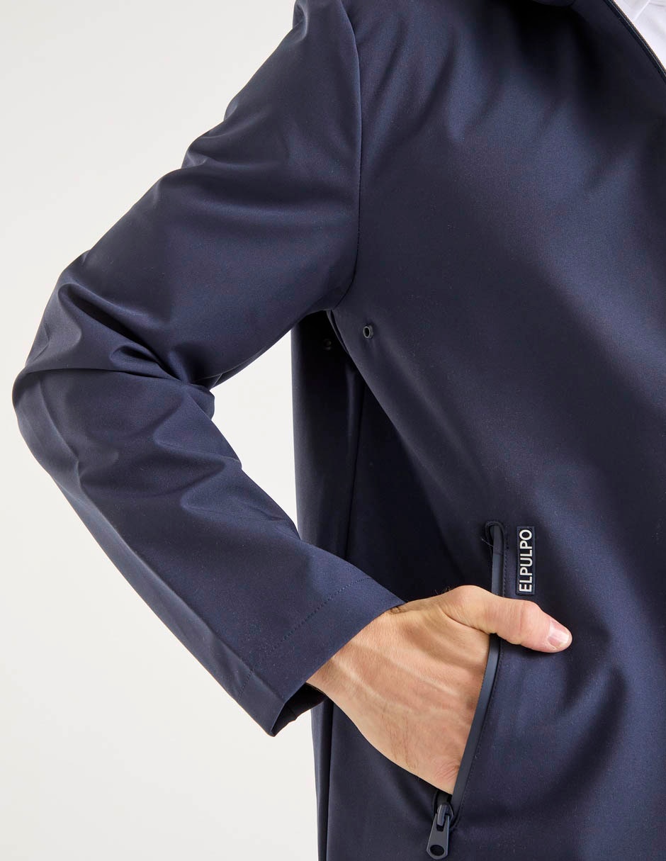 Chamarra parka El Pulpo impermeable capucha y bolsa para hombre