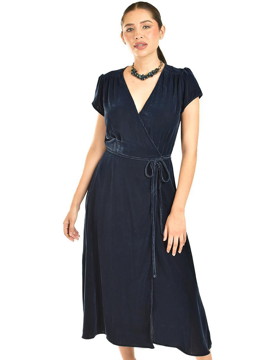 Vestido midi de fiesta escote V