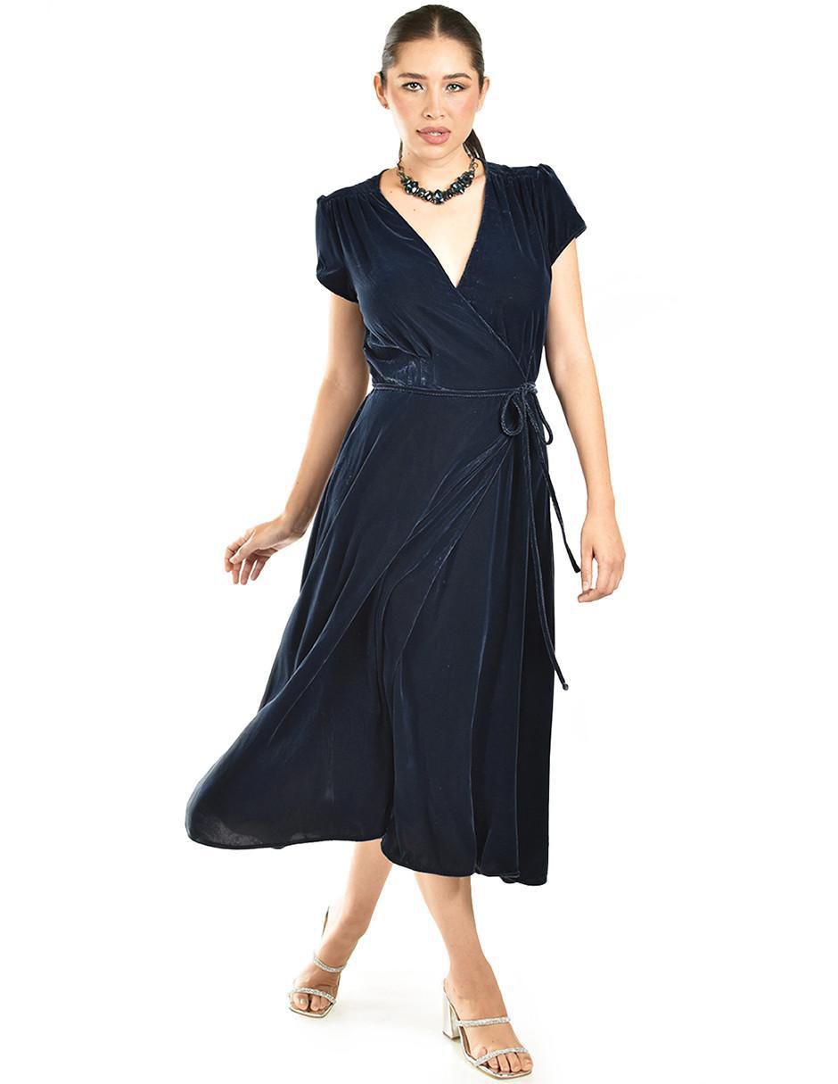 Vestido midi de fiesta escote V