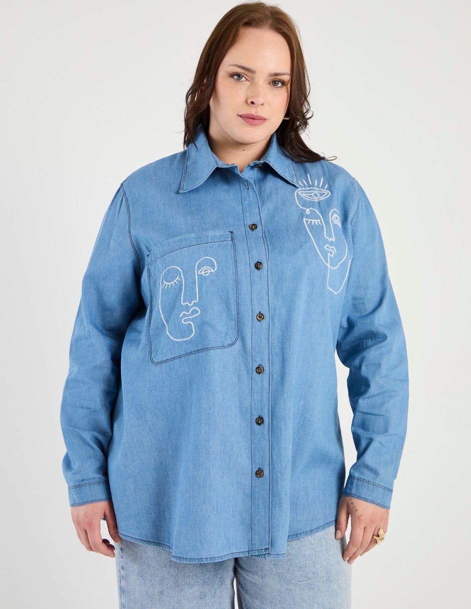 Blusa camisera manga larga para mujer 1
