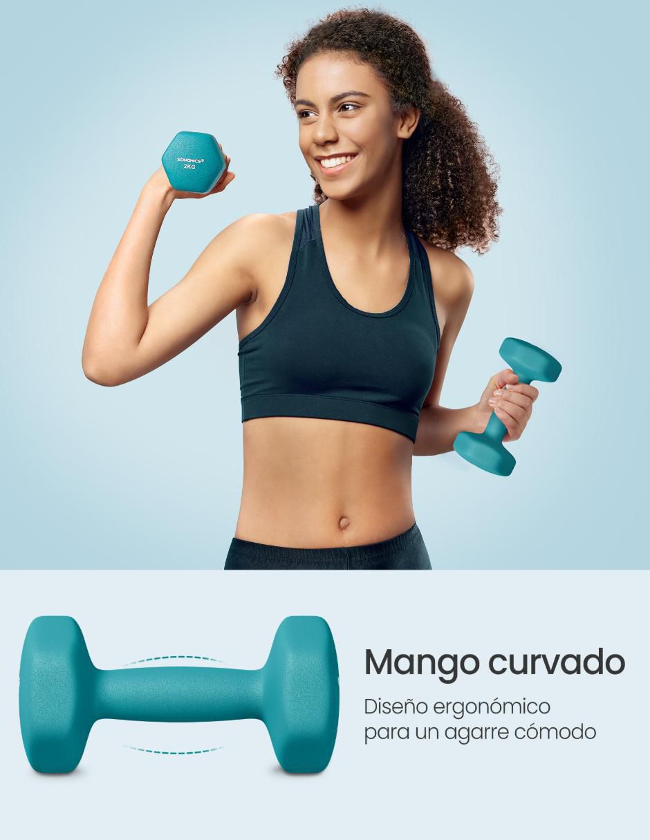 Set mancuernas de peso fijo diferentes pesos 6 piezas 2