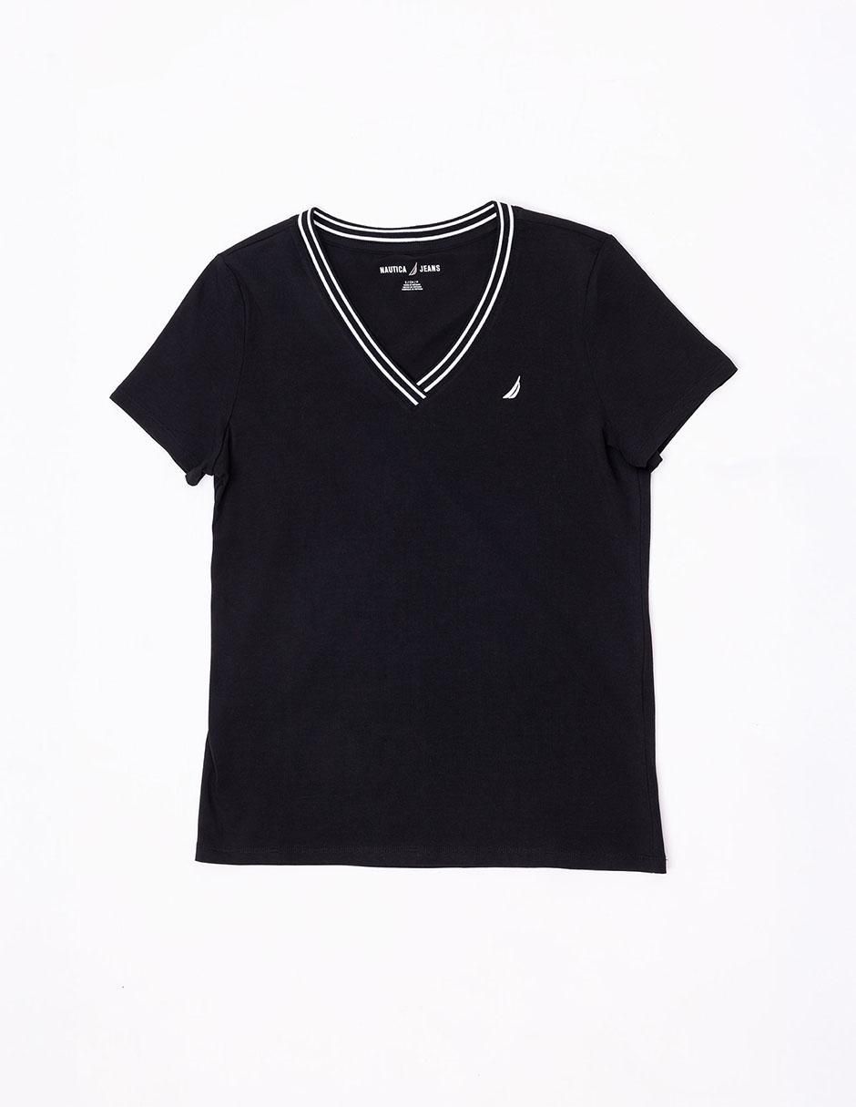 Playera manga corta Nautica cuello v para mujer