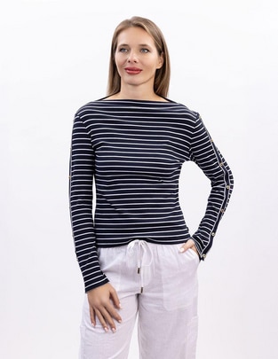 Playera manga larga cuello ojal para mujer Playera manga larga cuello ojal para mujer