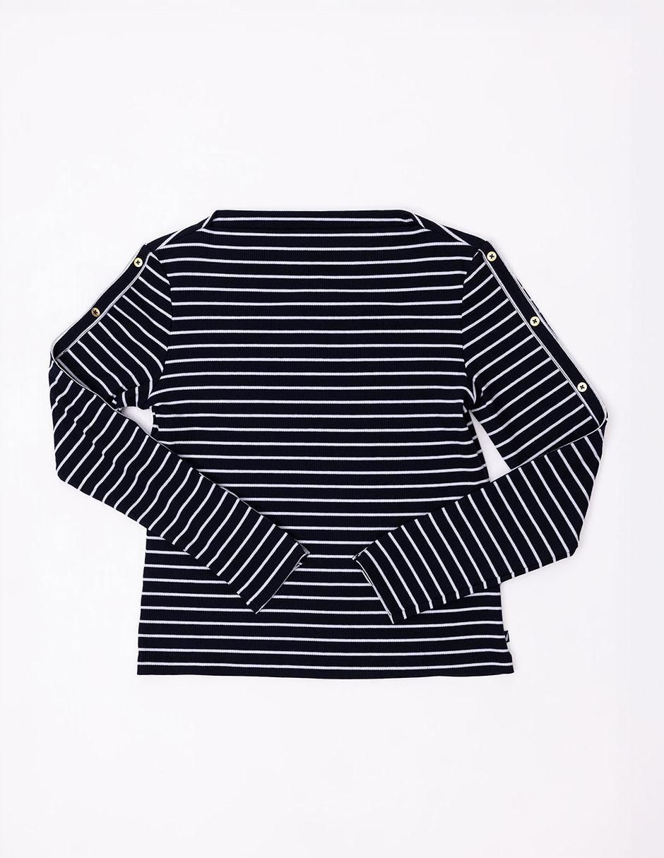 Playera manga larga Nautica cuello ojal para mujer
