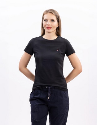 Playera manga corta cuello redondo para mujer