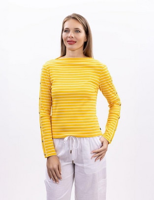 Playera manga larga cuello ojal para mujer Playera manga larga cuello ojal para mujer