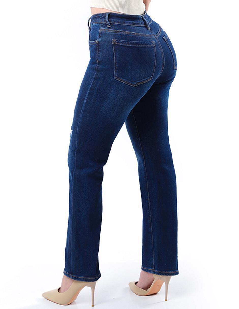 Jeans straight j-dff-1483-dark para mujer 4