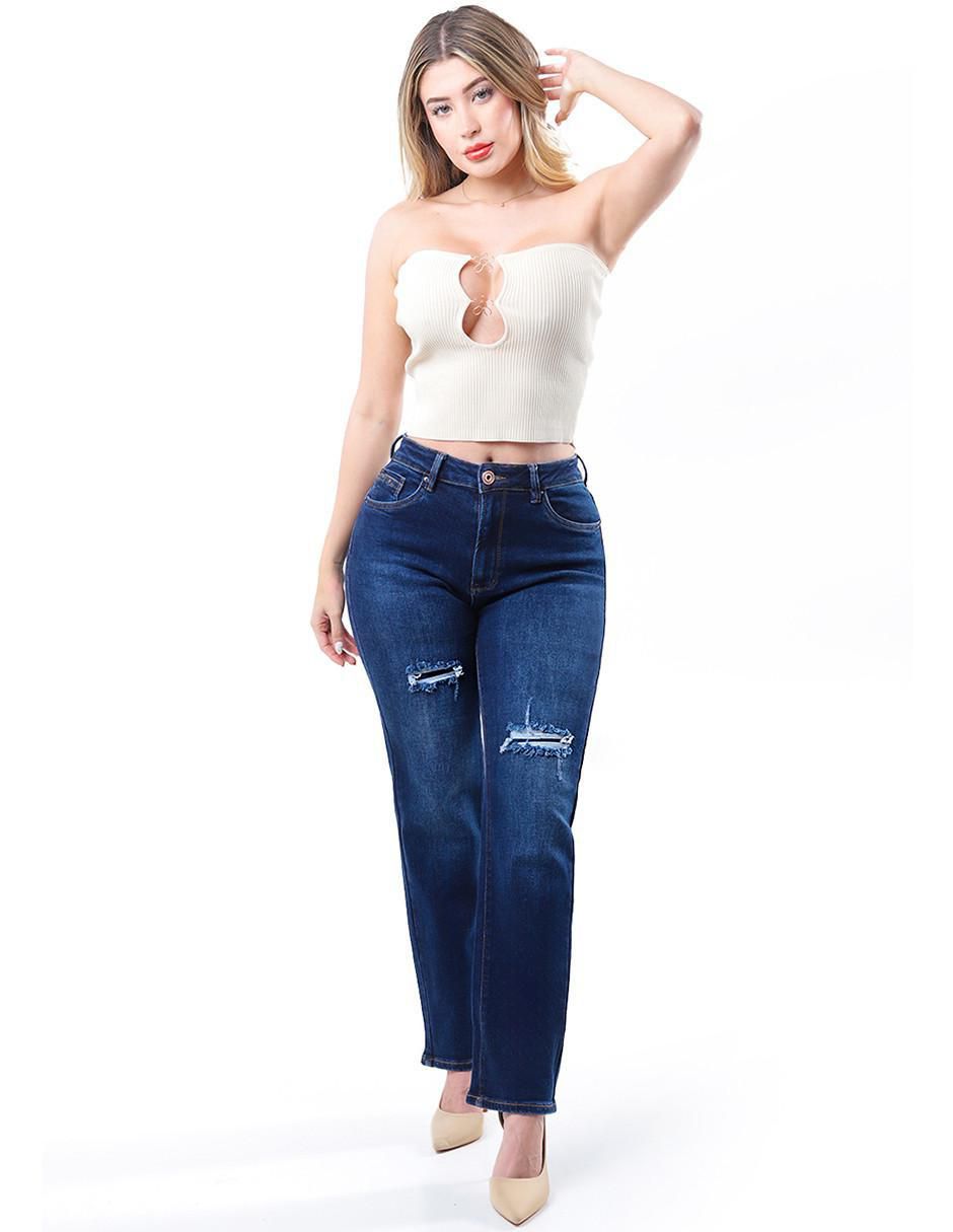 Jeans straight j-dff-1483-dark para mujer 2