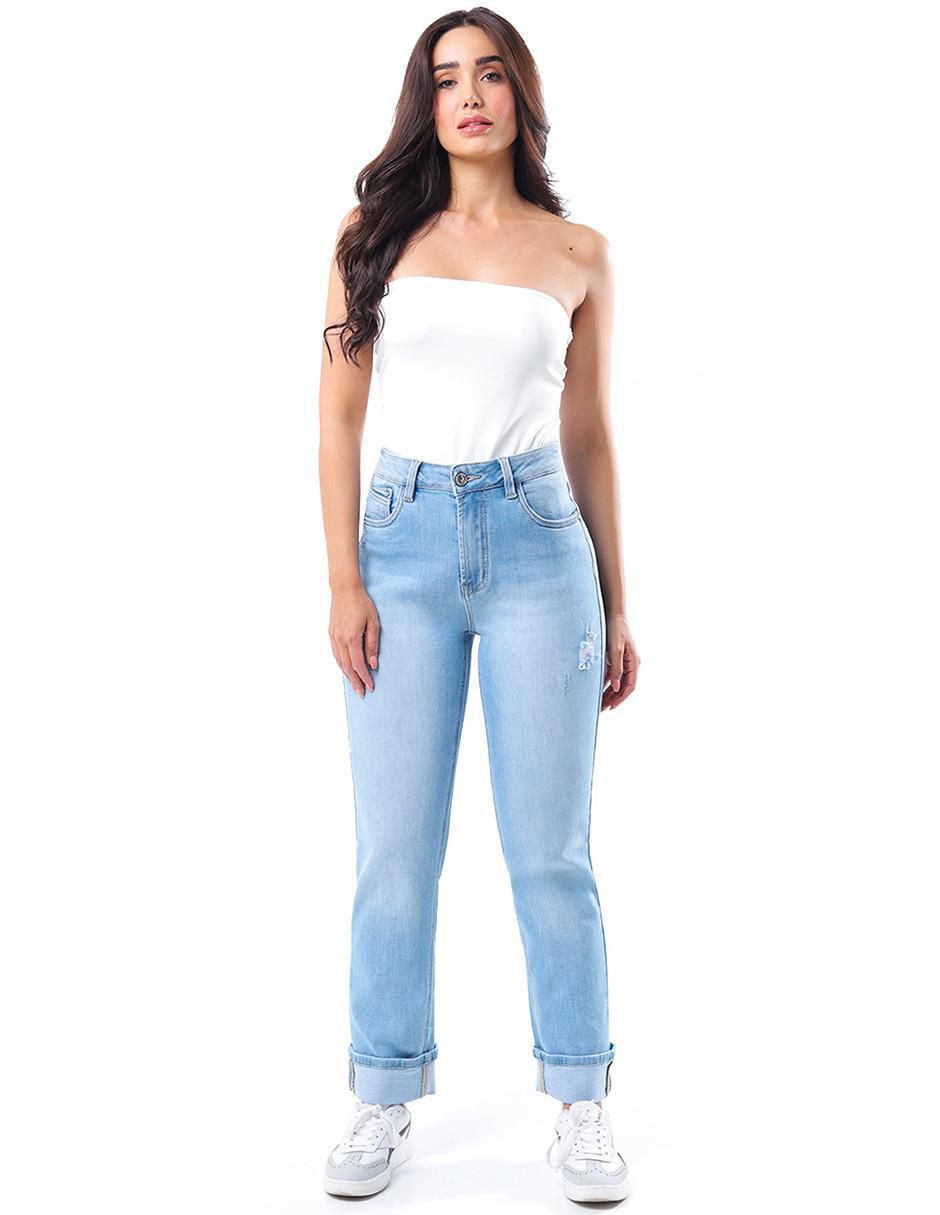 Jeans straight j-kyr-3910-claro para mujer 2