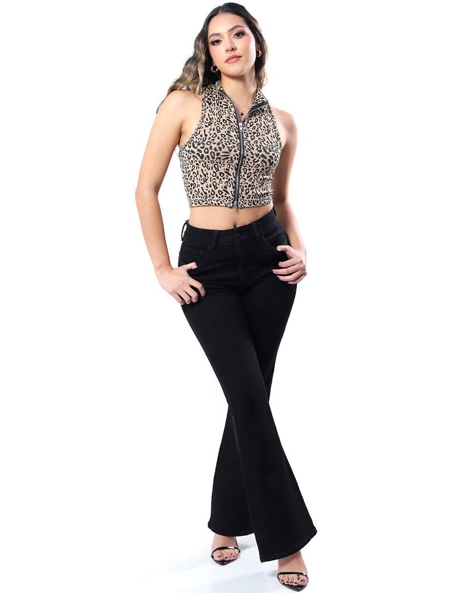Jeans flare j-kyr-3745-negro para mujer