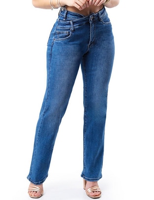 Jeans straight j-dff-1550-medio para mujer