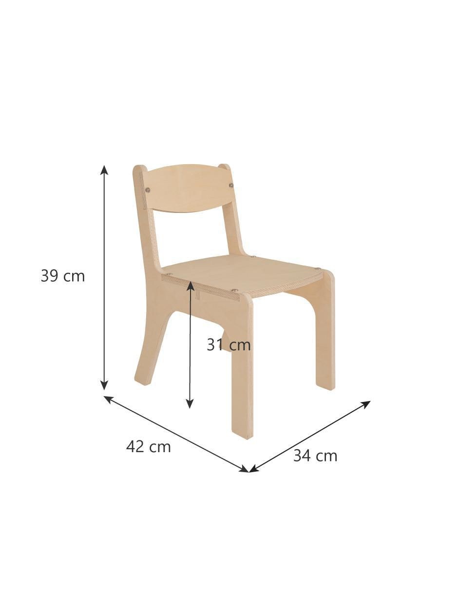 Silla infantil Triplay De Abedul Sin Barniz Estilo Montessori Duduk de madera