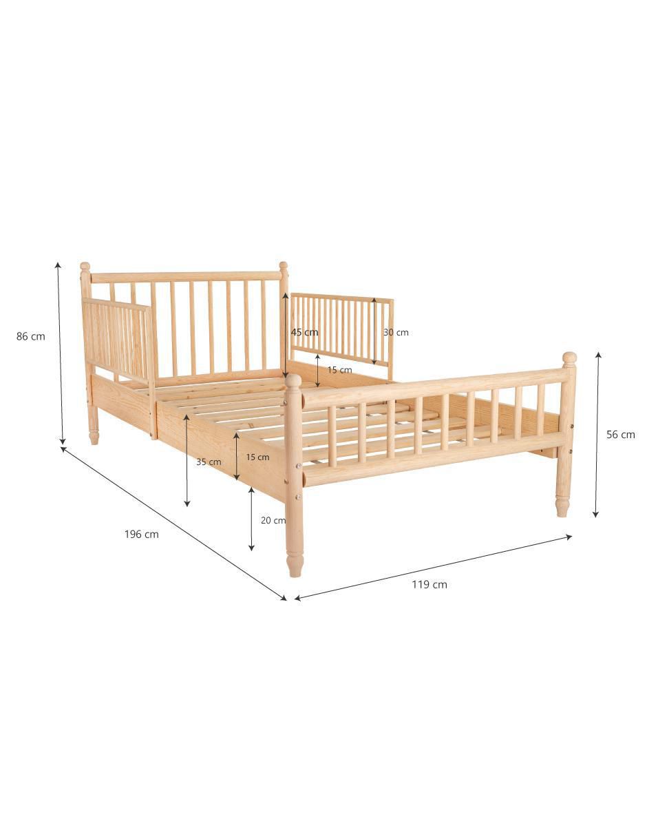 Cama Barandales removibles de madera pino individual 5