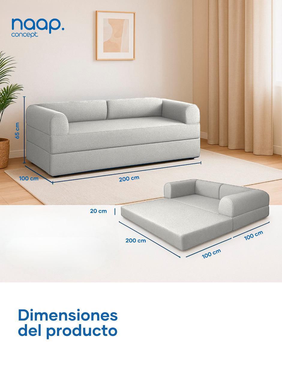 Sofá cama armable Teddy de espuma comprimida 10