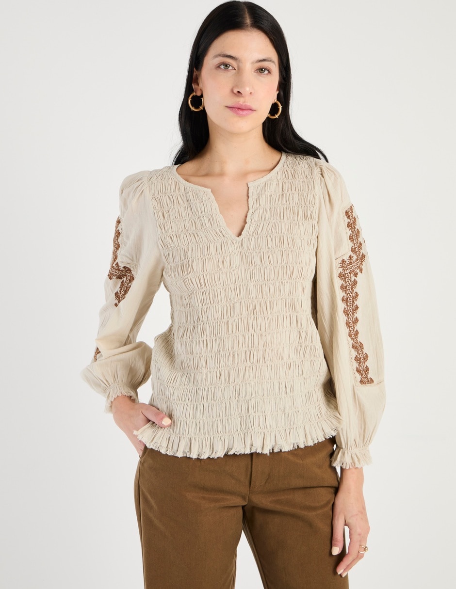 Camisa Indi & de algodón manga larga para mujer 1
