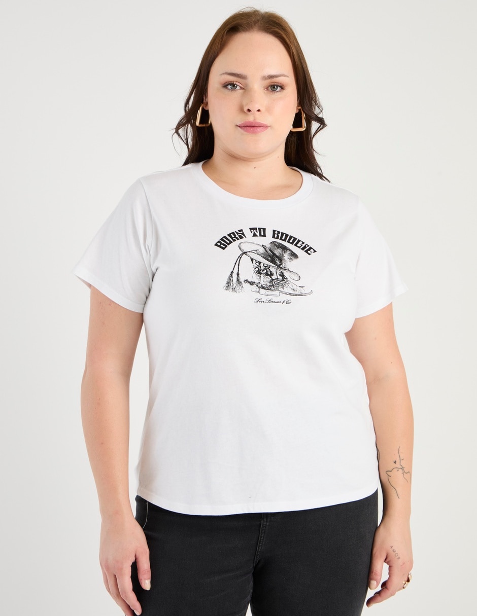 Playera manga corta cuello redondo mujer