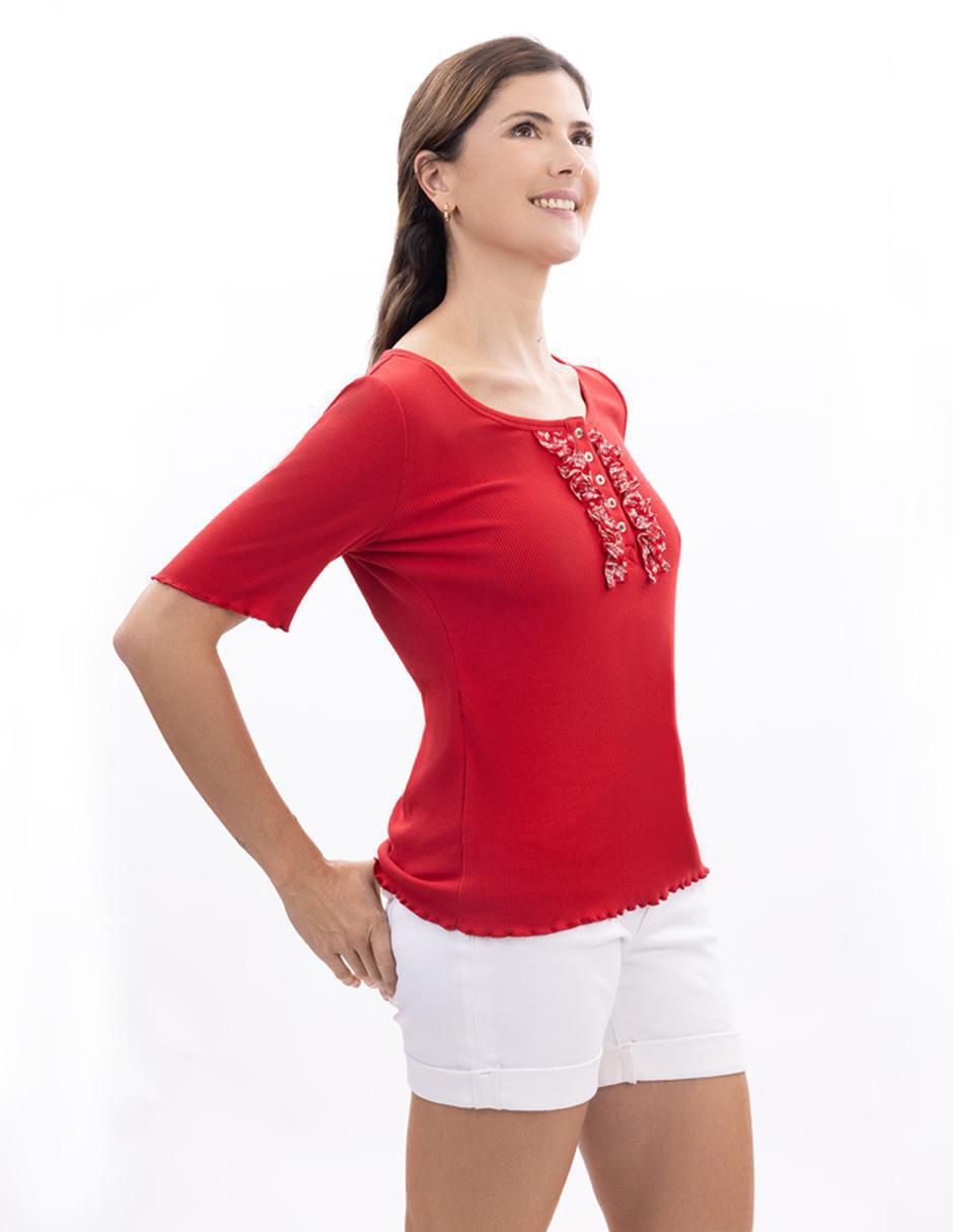 Playera manga al codo Nautica cuello redondo para mujer
