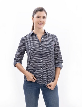 Camisa de algodón manga larga para mujer