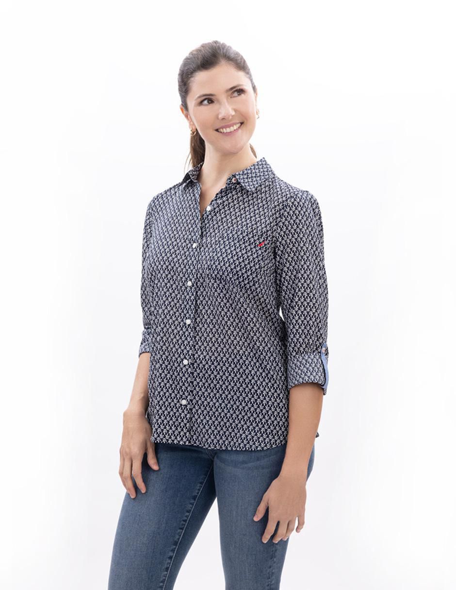 Camisa de algodón manga larga para mujer
