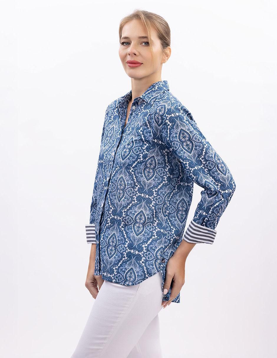 Camisa de algodón manga larga para mujer