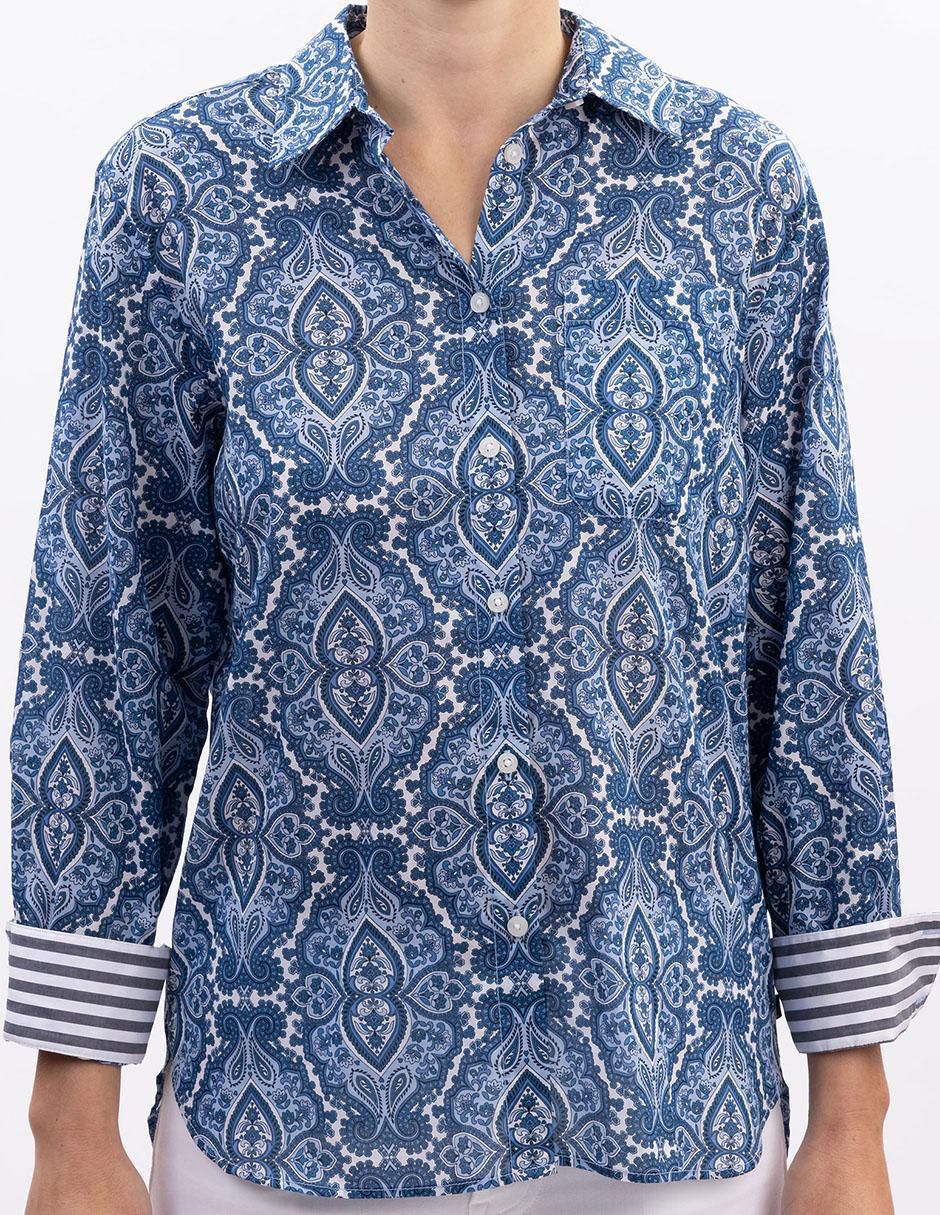 Camisa de algodón manga larga para mujer