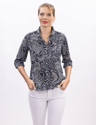 Camisa de algodón manga larga para mujer Camisa de algodón manga larga para mujer