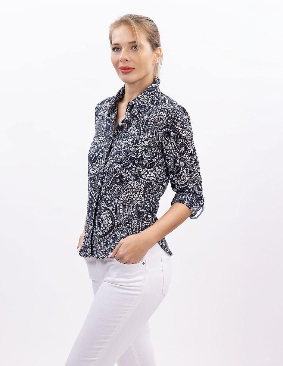 Camisa de algodón manga larga para mujer