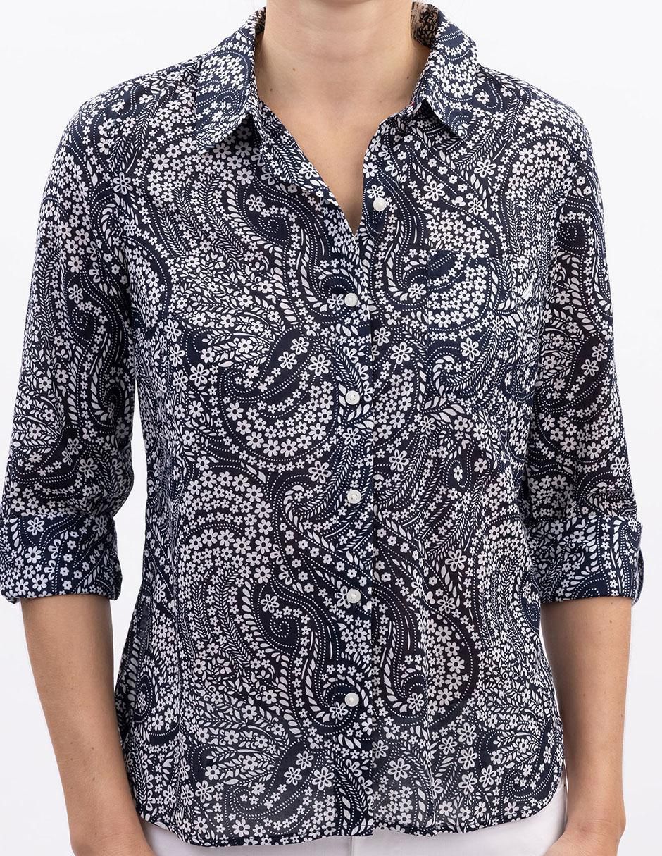Camisa de algodón manga larga para mujer