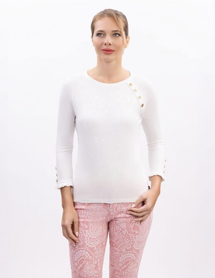 Playera manga 3/4 Nautica cuello ojal para mujer