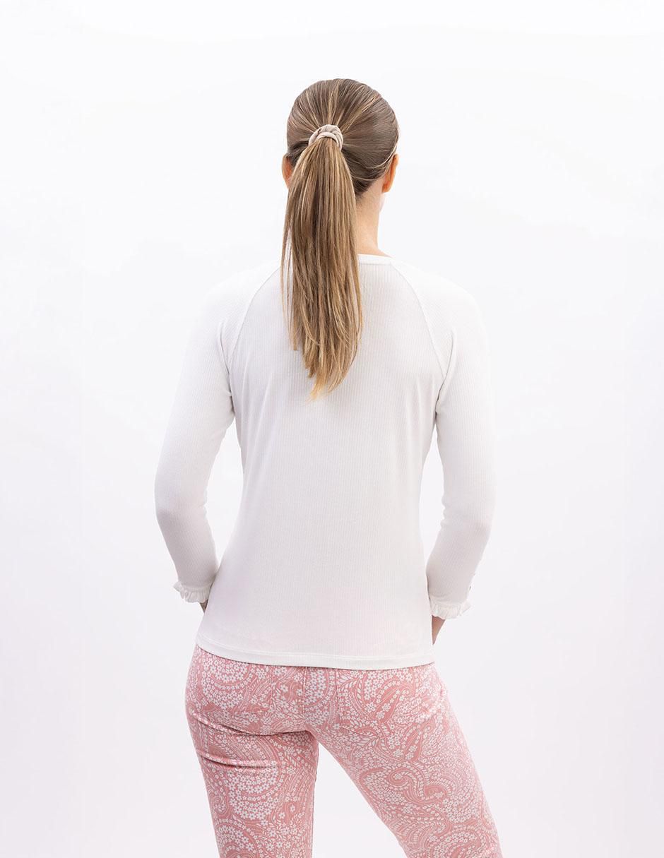 Playera manga 3/4 Nautica cuello ojal para mujer