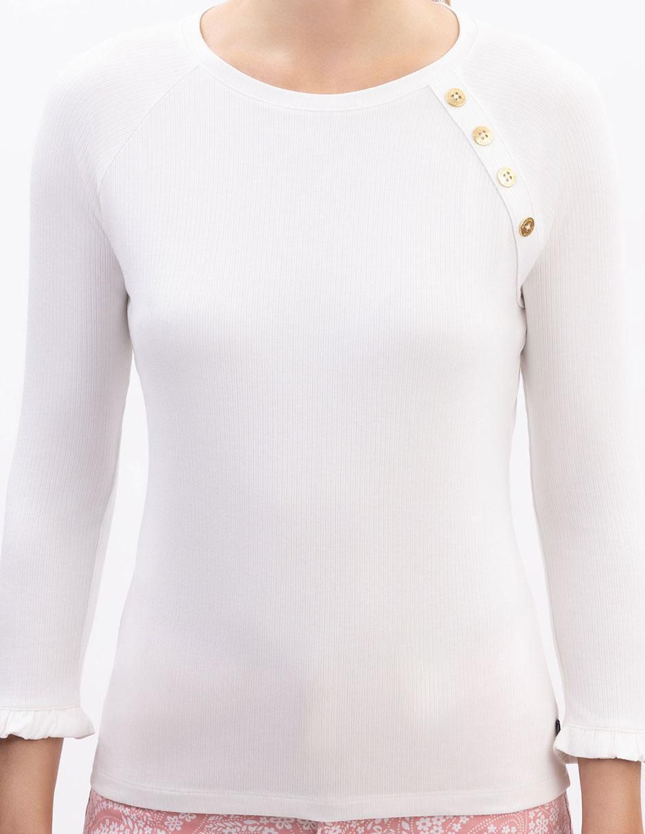 Playera manga 3/4 Nautica cuello ojal para mujer