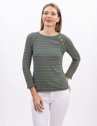 Playera manga 3/4 Nautica cuello ojal para mujer