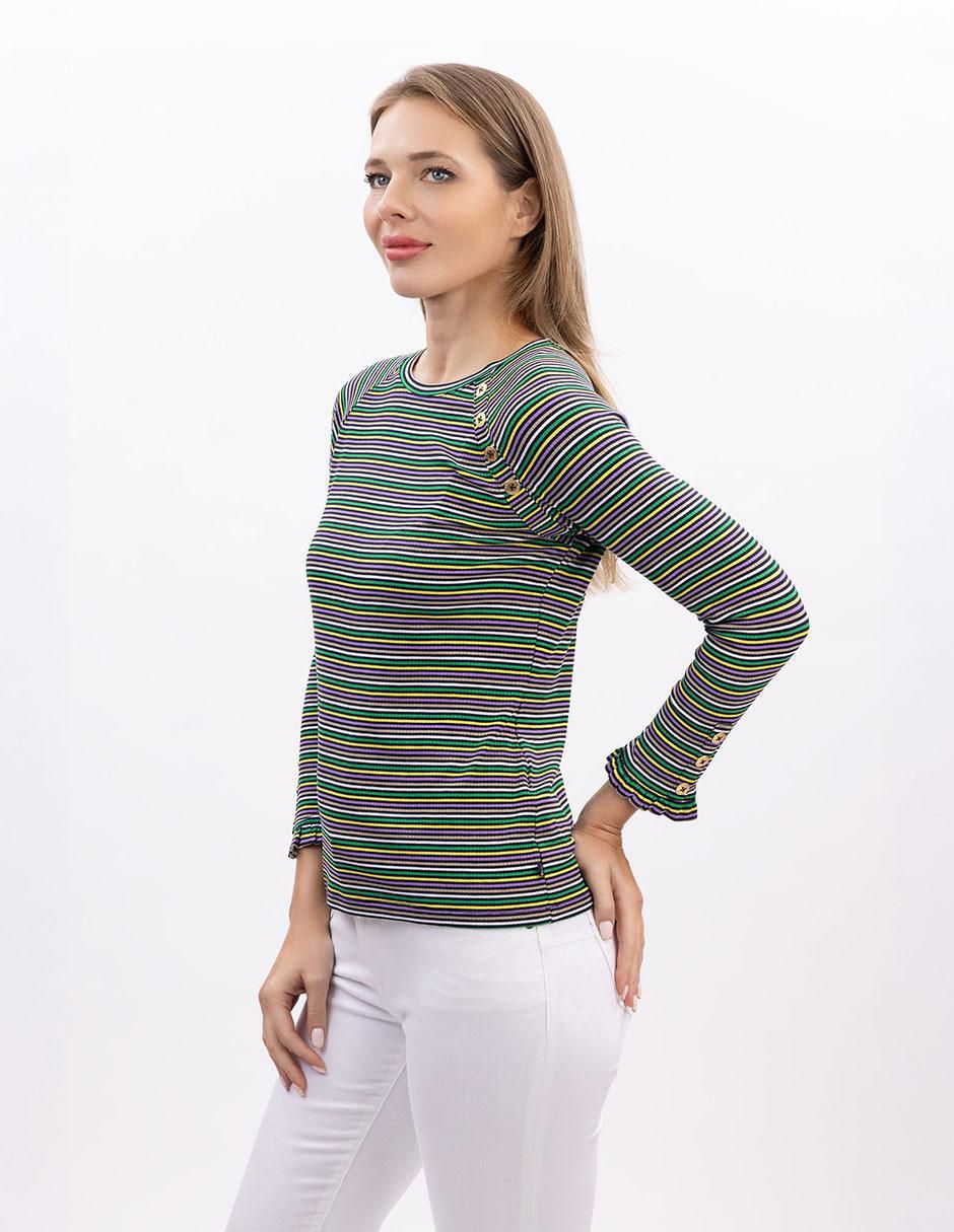 Playera manga 3/4 Nautica cuello ojal para mujer