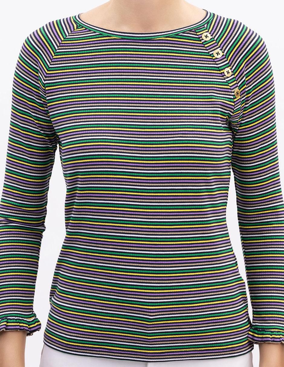 Playera manga 3/4 Nautica cuello ojal para mujer