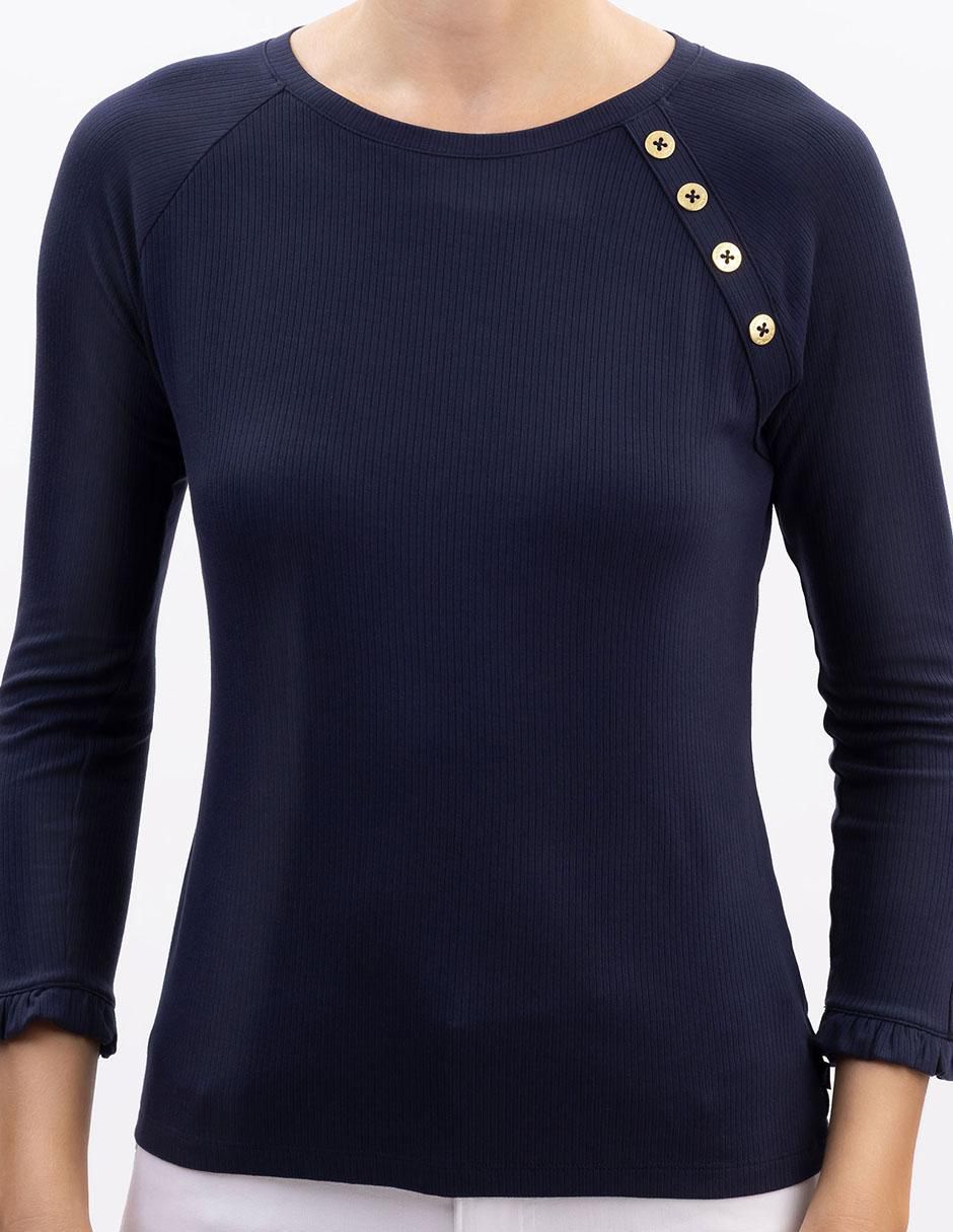 Playera manga 3/4 Nautica cuello redondo para mujer