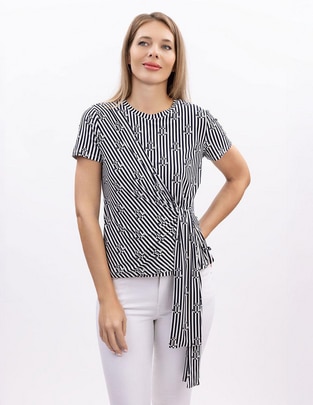Blusa envolvente Nautica manga corta para mujer