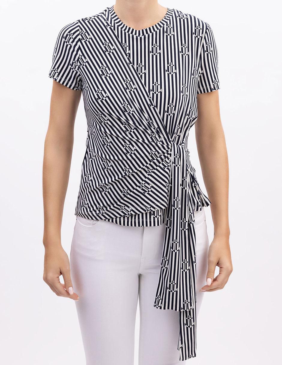 Blusa envolvente Nautica manga corta para mujer