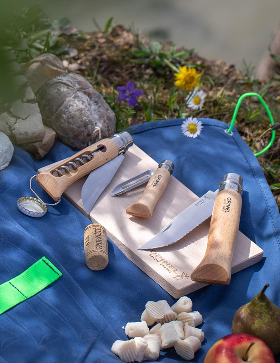 Set de navajas de cocina con tabla de cortar para senderismo 5 piezas 13