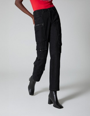 Jeans cargo straight para mujer Jeans cargo straight para mujer