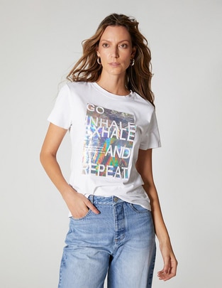 Playera manga corta Tornasol cuello redondo para mujer Playera manga corta Tornasol cuello redondo para mujer