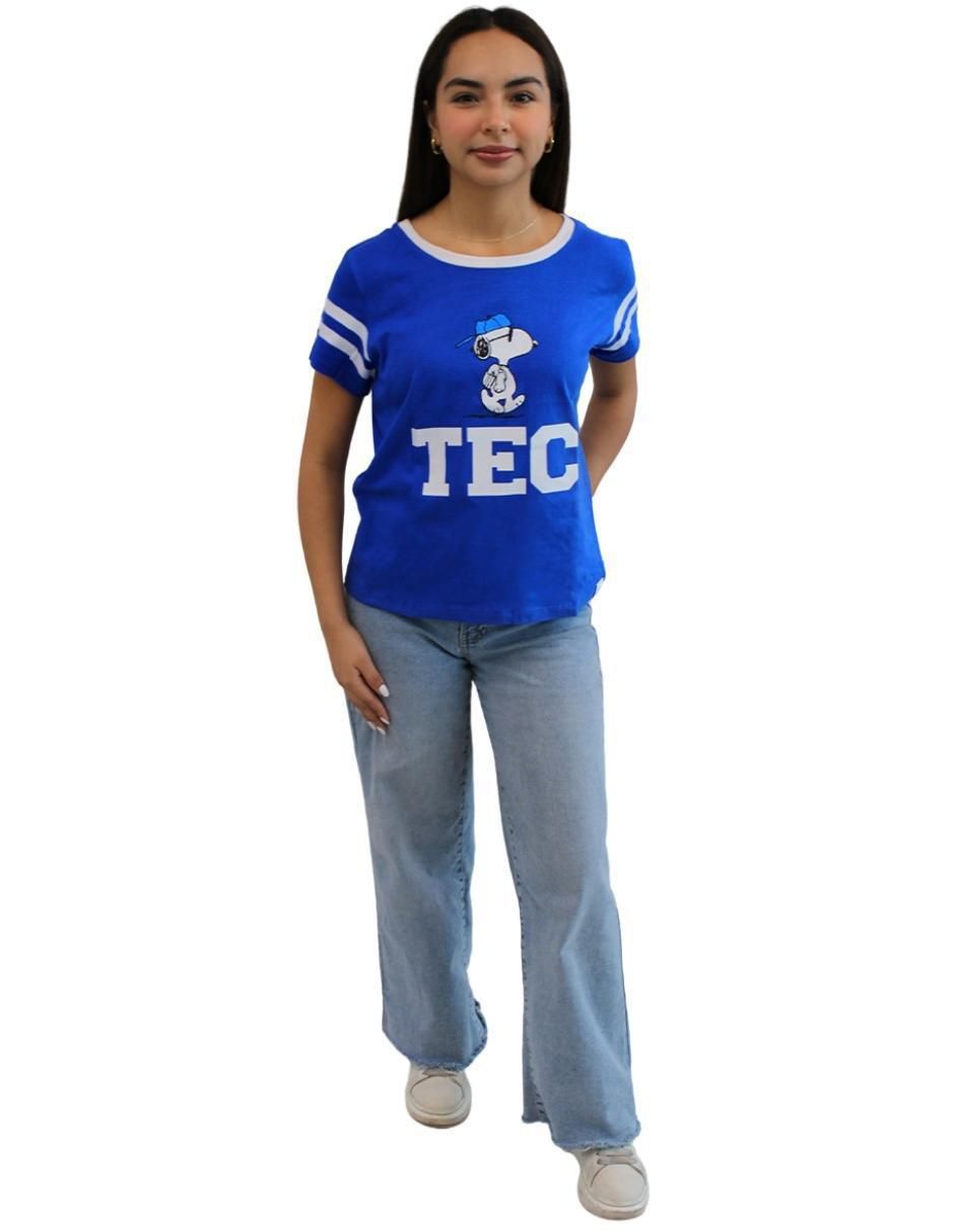 Playera manga corta Tec De Monterrey Snoopy Tec cuello redondo para mujer
