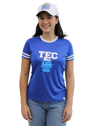 Playera manga corta Tec De Monterrey Snoopy Casa Tec cuello redondo para mujer