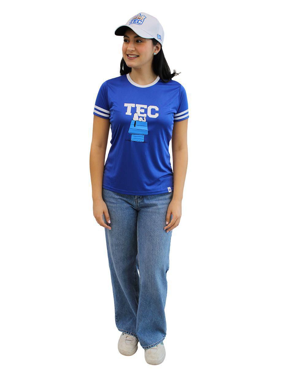 Playera manga corta Tec De Monterrey Snoopy Casa Tec cuello redondo para mujer
